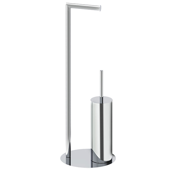 OMG Ayaklı Tuvalet Kağıtlık+Fırçalık, 17.5xh65cm - Krom