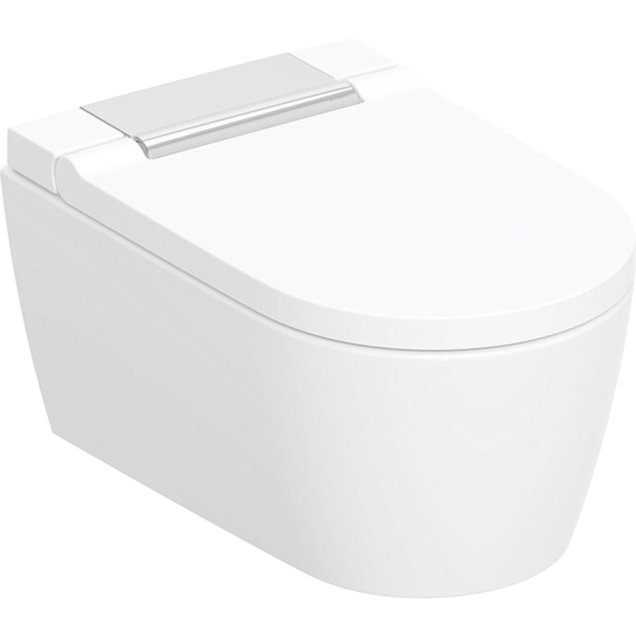 Geberit AquaClean Sela asma komple klozet sistemi: Klozet seramiği: beyaz / KeraTect, Tasarım kapak: krom / Parlak