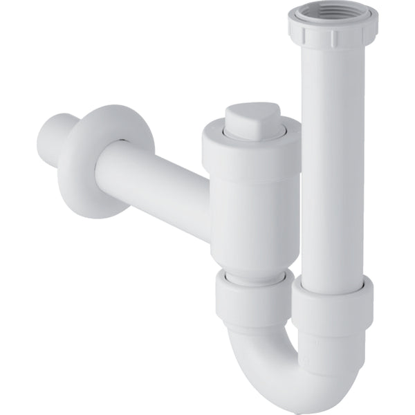 Lavabo için Geberit P tipi sifon, kapatılabilir, çekvalfli, yatay çıkış: d=40mm, G=1 1/2″, alp beyazı