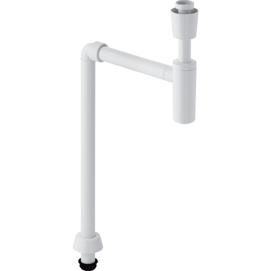 Geberit lavabo için sifon, valf rozeti ve manşetli, dikey çıkış: d=40mm, G=1 1/4″, alp beyazı