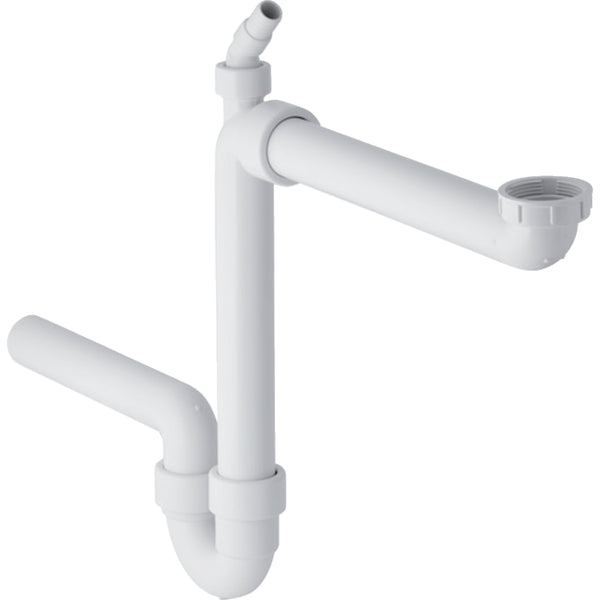 Eviye için Geberit P tipi sifon, yer tasarruflu model, açılı hortum başlığı ile, yatay çıkış: d=50mm, G=1 1/2″, alp beyazı