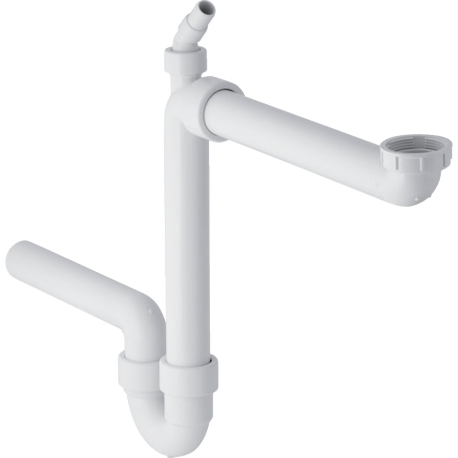 Eviye için Geberit P tipi sifon, yer tasarruflu model, açılı hortum başlığı ile, yatay çıkış: d=50mm, G=1 1/2″, alp beyazı
