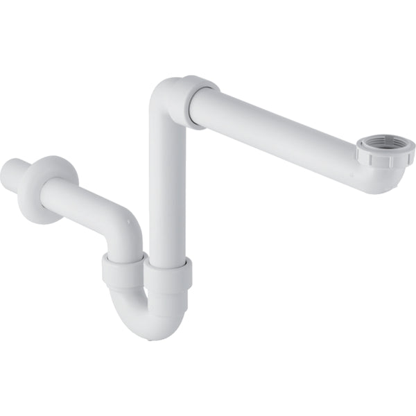 Lavabo için Geberit P tipi sifon, yer tasarruflu model, yatay çıkış: d=40mm, G=1 1/2″, alp beyazı