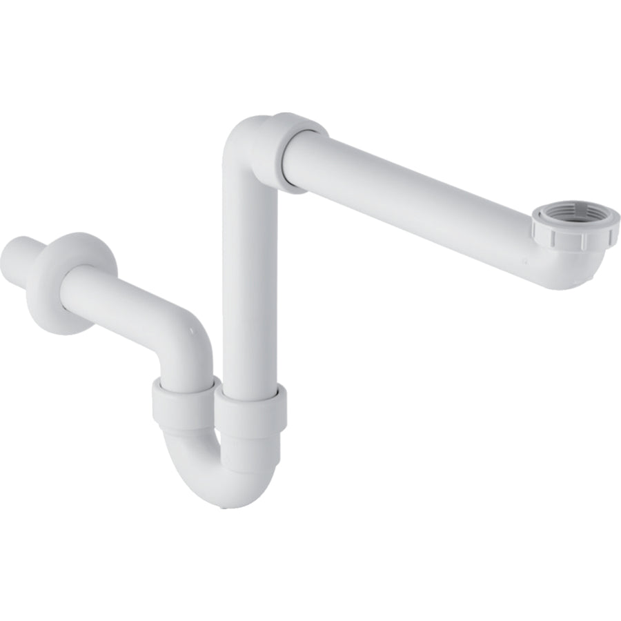 Lavabo için Geberit P tipi sifon, yer tasarruflu model, yatay çıkış: d=40mm, G=1 1/2″, alp beyazı