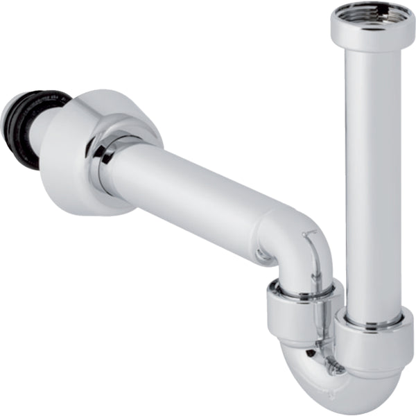 Lavabo için Geberit P tipi sifon, adaptör conta, yatay çıkış: d=40mm, G=1 1/4″, krom / Parlak