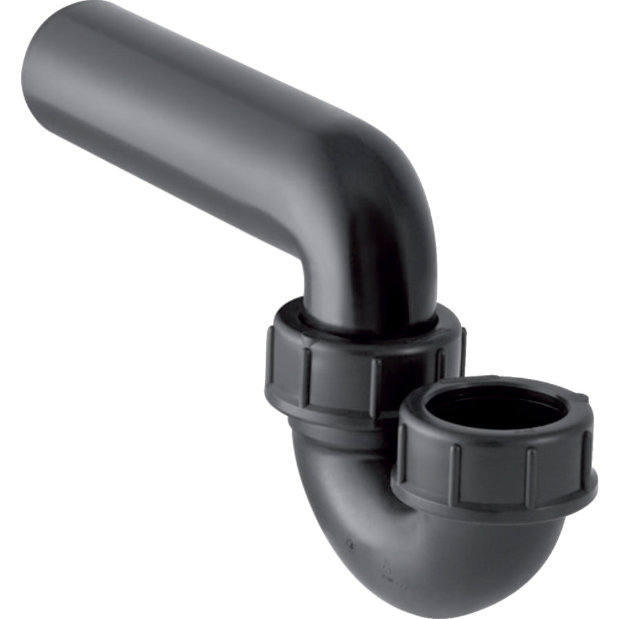 Lavabo için Geberit P tipi sifon, sıkıştırma bağlantılı, dikey giriş ve yatay çıkış: d=50mm, d1=56mm, siyah