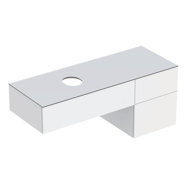 Geberit VariForm çanak lavabo dolabı, üç çekmeceli, etajerli ve sifonlu: 135x55x51cm, Beyaz