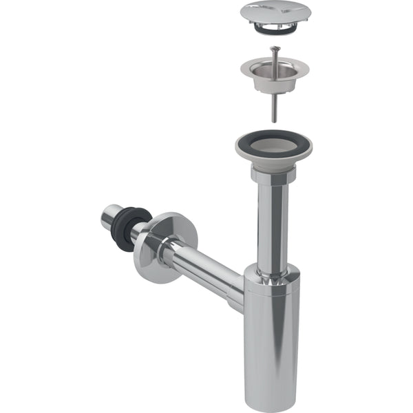 Geberit lavabo sifonu, kapak ve adaptör conta, yatay çıkış: d=32mm, G=1 1/4″, krom / Parlak