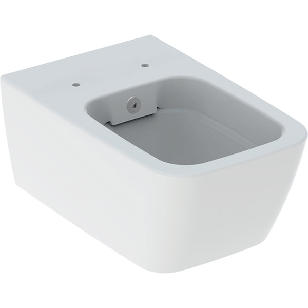 Geberit iCon taharet fonksiyonlu kare alçak tip asma klozet, kapalı form, Rimfree: T=54cm, beyaz