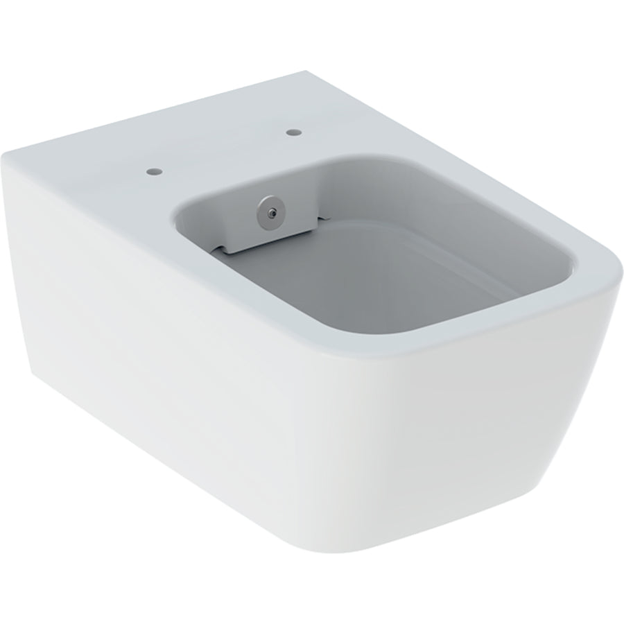Geberit iCon taharet fonksiyonlu kare alçak tip asma klozet, kapalı form, Rimfree: T=54cm, beyaz