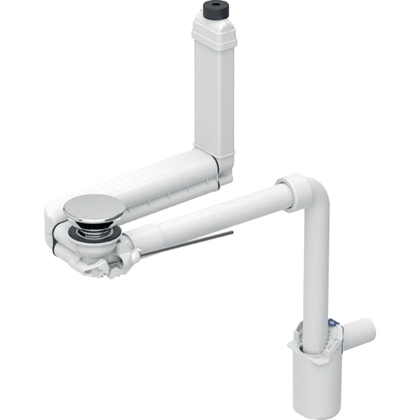 Geberit Clou lavabo gideri, yer tasarruflu model, dar tasarım, kol kumandalı ve valf kapaklı: d=32mm, G=1 1/4″, krom / Parlak