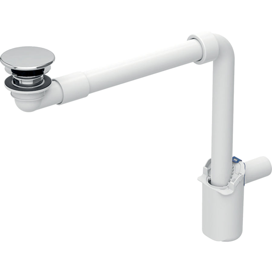 Geberit yer tasarruflu lavabo sifonu, dar model, serbest çıkışlı ve kapaklı: d=32mm, AB=15–20mm