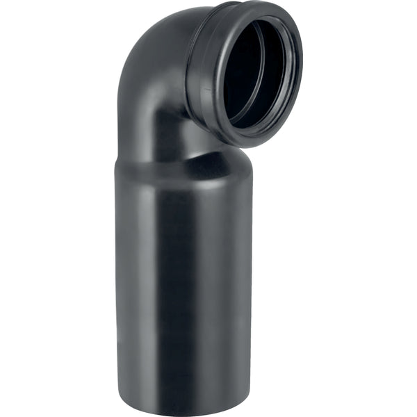 Dudaklı contalı Geberit PE 90° sifon dirseği, uzatılmış, asma klozet için: d=90mm, d1=90mm