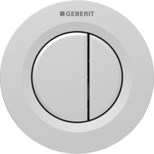 Geberit tip 01 uzaktan kumanda, yuvarlak, pnömatik, 2 kademeli deşarj, gömme basma butonu: krom / mat, kolay temizlenebilir kaplamalı