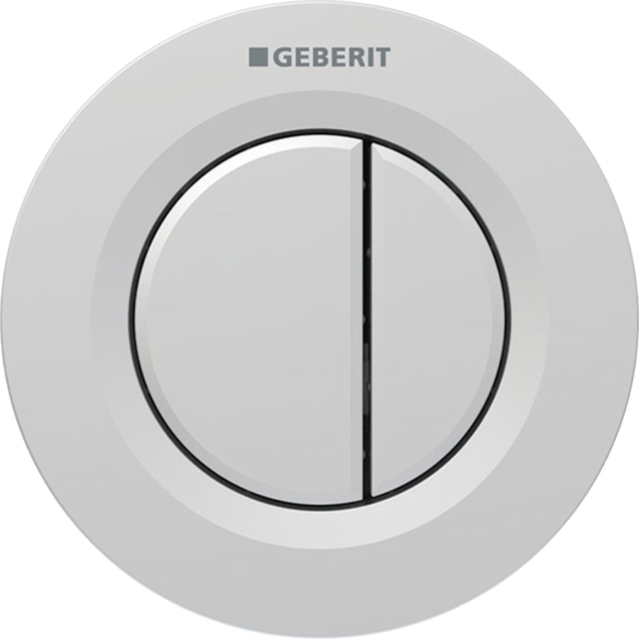 Geberit tip 01 uzaktan kumanda, yuvarlak, pnömatik, 2 kademeli deşarj, gömme basma butonu: krom / mat, kolay temizlenebilir kaplamalı