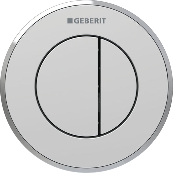Geberit tip 10 uzaktan kumanda, yuvarlak, pnömatik, 2 kademeli deşarj, Sigma 8 cm gömme rezervuar için, gömme basma butonu: Tuş, Rozet: krom / mat, kolay temizlenebilir kaplamalı, Tasarım halkası: krom / Parlak