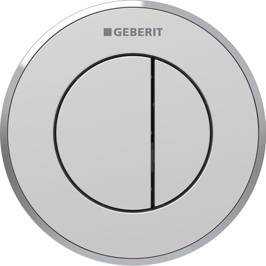 Geberit tip 10 uzaktan kumanda, yuvarlak, pnömatik, 2 kademeli deşarj, Sigma 8 cm gömme rezervuar için, gömme basma butonu: Tuş, Rozet: krom / mat, kolay temizlenebilir kaplamalı, Tasarım halkası: krom / Parlak