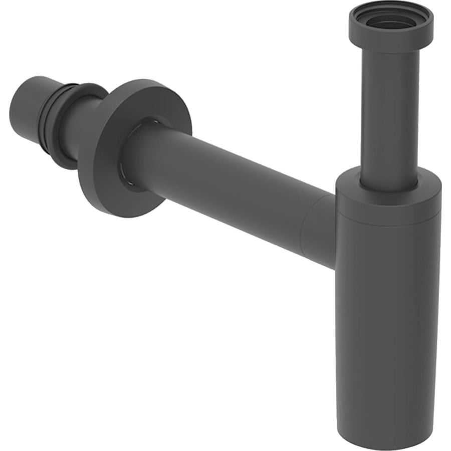 Lavabo için Geberit sifon, yatay çıkış, conta, duvar rozeti: d=32mm, G=1 1/4″, mat siyah