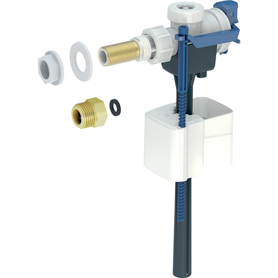 Geberit tip 333 dolum valfi yan su bağlantısı, 3/8" ve 1/2", pirinç nipel