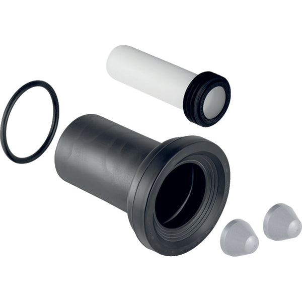 Asma klozet için Geberit bağlantı seti, uzunluk 18,5 cm, yuvarlak kordonlu conta ile: d=90mm, d1=45mm, krom / Mat