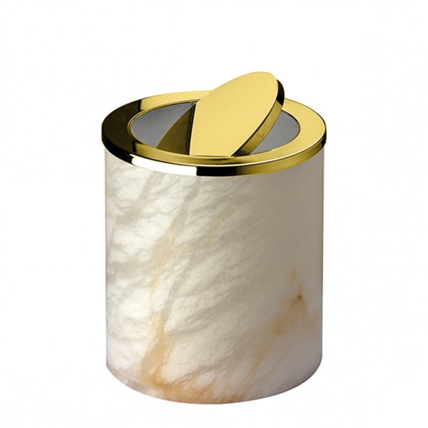 Windisch Alabaster Çöp Kovası Sallanır Kapak - Doğaltaş/Altın