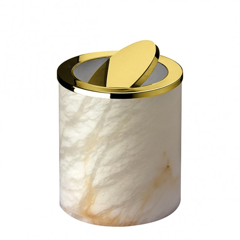 Windisch Alabaster Çöp Kovası Sallanır Kapak - Doğaltaş/Altın