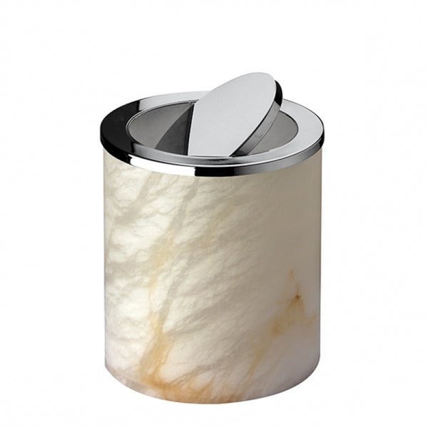 Windisch Alabaster Çöp Kovası Sallanır Kapak - Doğaltaş/Krom