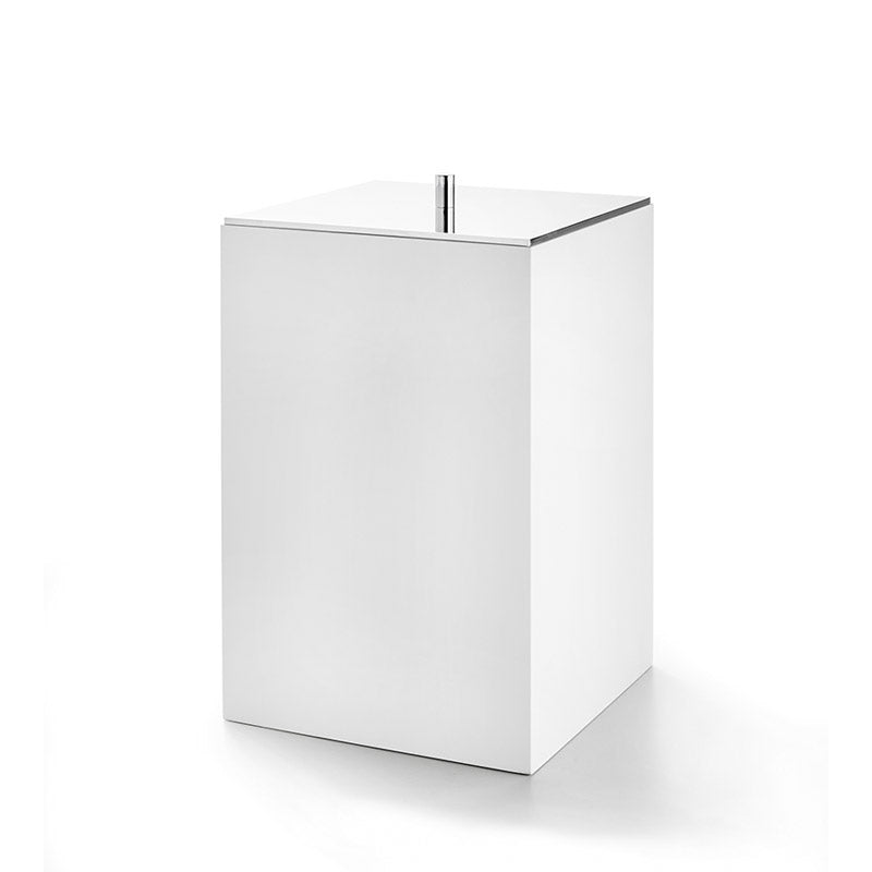 3SC BeMood White Çöp Kovası, Kapaklı, 20 x 32h x 20 cm - Beyaz/Krom