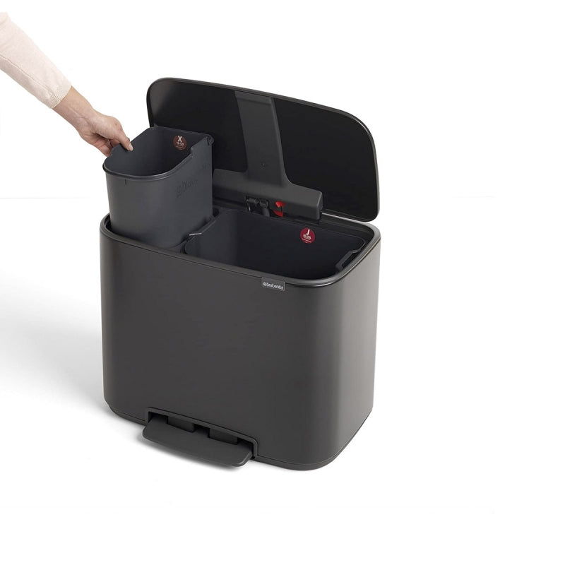 Brabantia Bo Çöp Kovası, Pedallı, 11+23lt - Mat Siyah