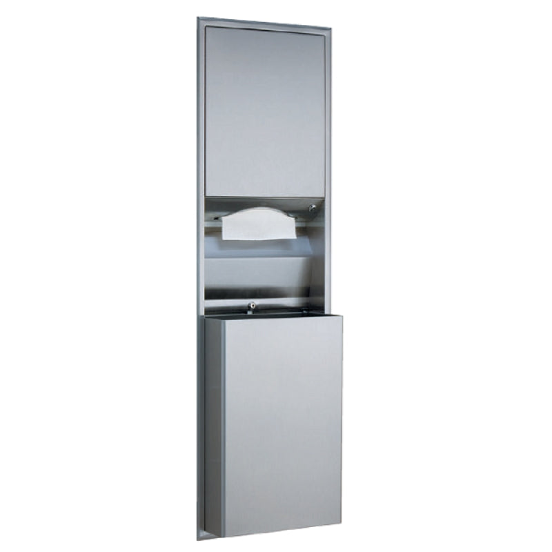 Bobrick Classic Kağıt Dispanseri Çöp Kovası Ankastre, 45lt - Paslanmaz Çelik