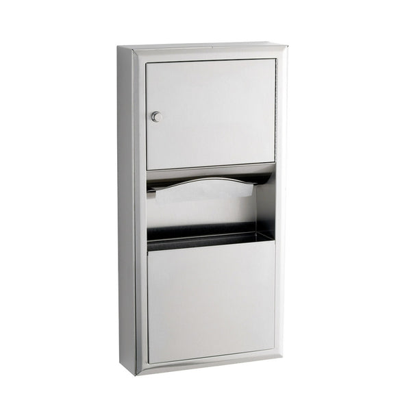 Bobrick Classic Kağıt Dispanseri Çöp Kovası Sıva Üstü, 7,6lt - Paslanmaz Çelik