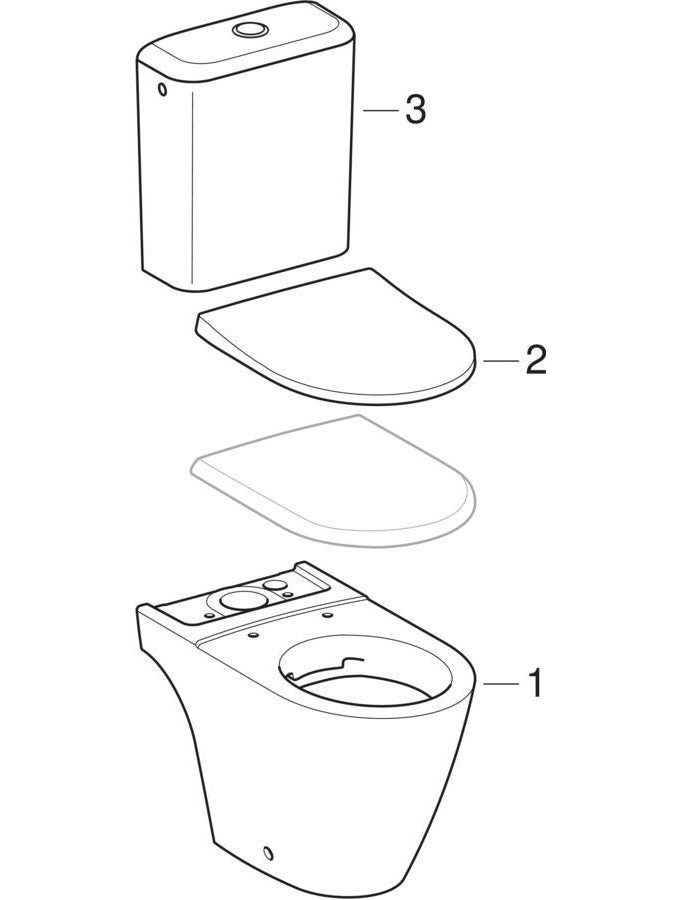 Klozet setleri: close-coupled exposed cistern (Geberit Lovely, iCon) — Geberit resmî montaj çizimi