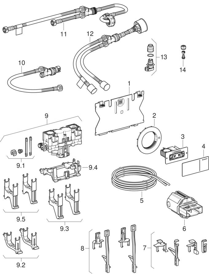 Remote flush actuations type 70, for çift kademeli — Geberit resmî montaj çizimi