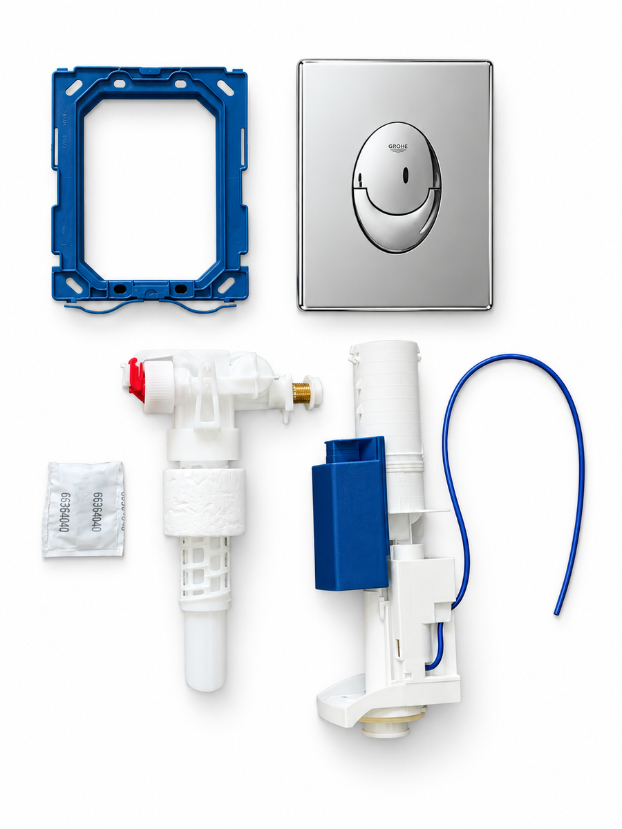 Grohe gömme rezervuar komple iç takım dönüşüm kiti ve krom kumanda paneli