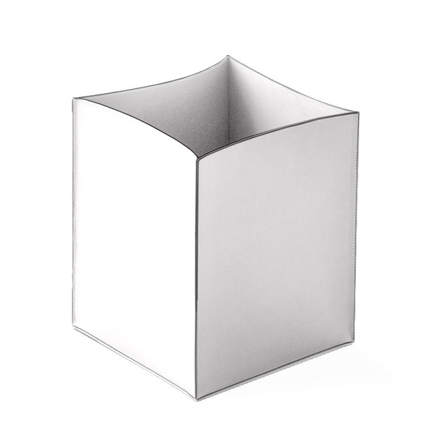 Decor Walther Nappa Çöp Kovası, Açık, Kare, 24xh28.5cm - Suni Deri/Beyaz