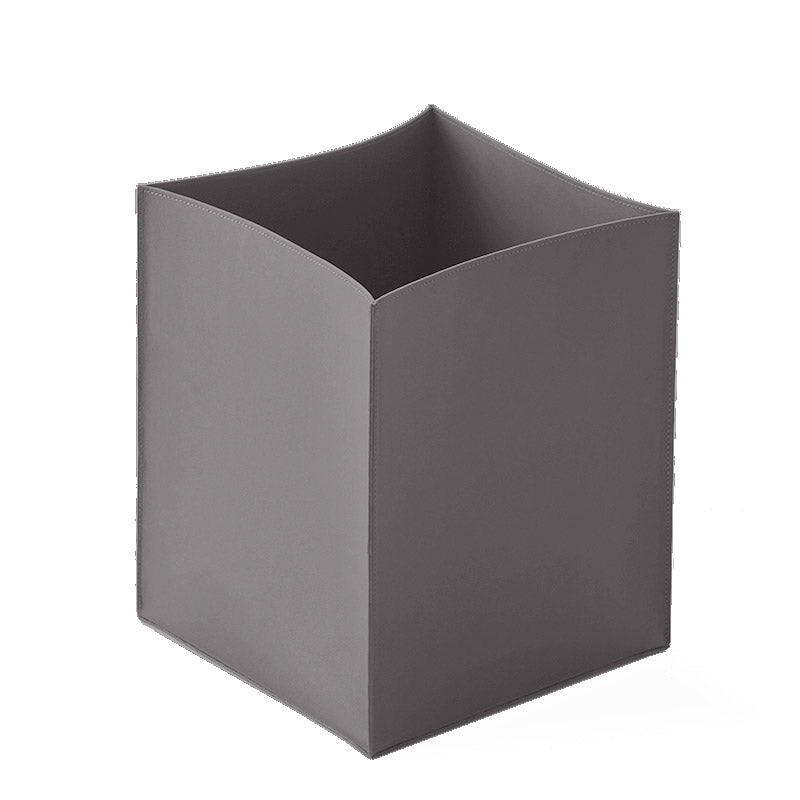 Decor Walther Nappa Çöp Kovası, Açık, Kare, 24xh28.5cm - Suni Deri/Gri