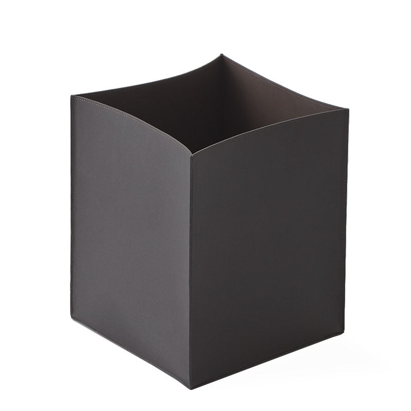 Decor Walther Nappa Çöp Kovası, Açık, Kare, 24xh28.5cm - Suni Deri/Koyu Kahve