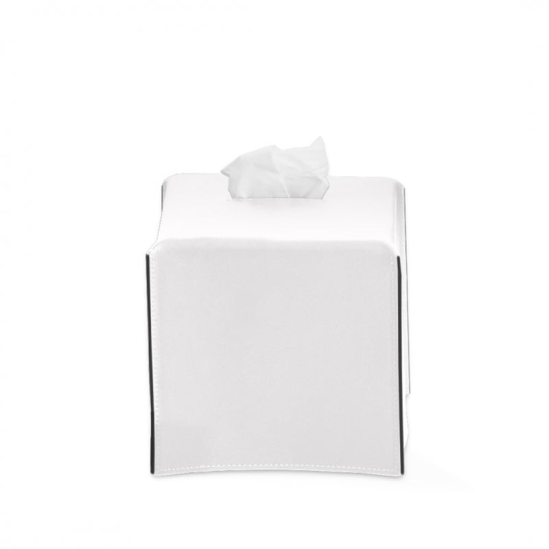 Decor Walther Nappa Mendil Kutusu, Kare, Tezgah Üstü, 14xh14cm - Suni Deri/Beyaz