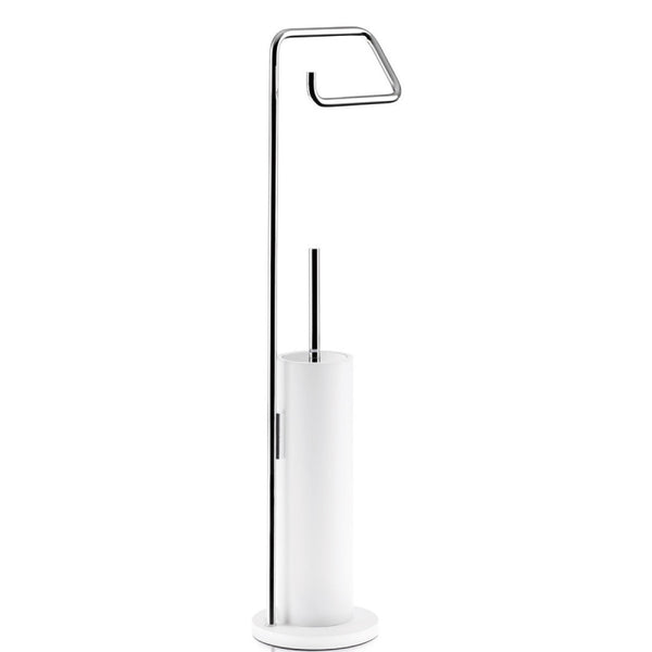 Decor Walther Stone Ayaklı Tuvalet Kağıtlık+Fırçalık - Beyaz/Krom