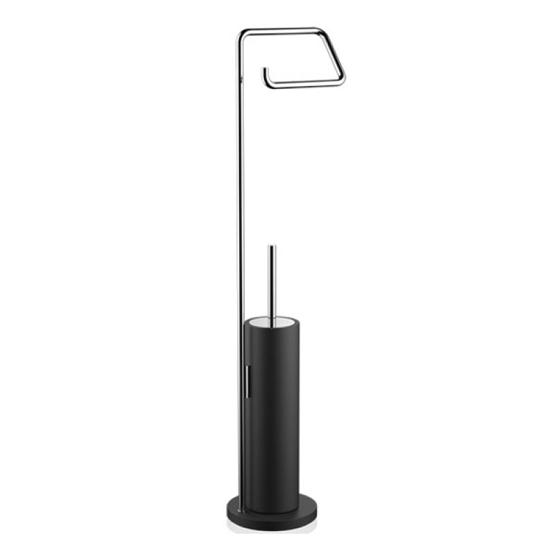 Decor Walther Stone Ayaklı Tuvalet Kağıtlık+Fırçalık - Mat Siyah/Krom